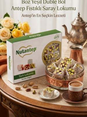 Boz Yeşil Duble Bol Antep Fıstıklı Saray Lokumu - 1 KG