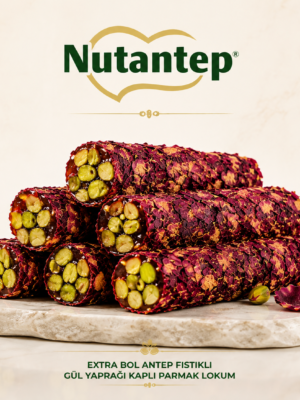 Extra Bol Antep Fıstıklı Steril Gül Yaprağı Kaplı Parmak Lokum - 1 KG